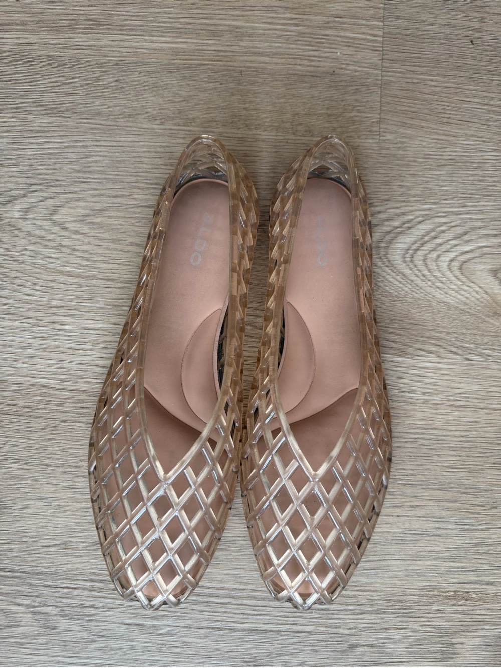 Aldo Clear Nude Lattice Jelly Flats